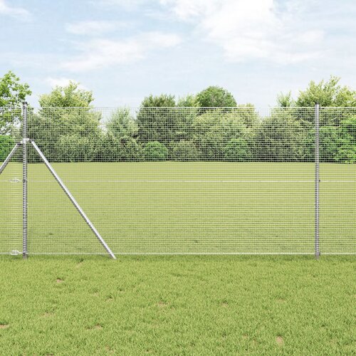 VidaXL zavarena žičana ograda s 7 postova 1.4x10 m pocinčana čelika Slike
