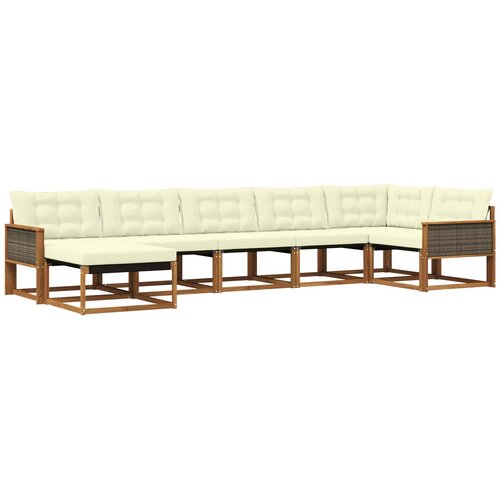 vidaXL Zunanja garnitura za sedenje z blazino 7 pcs Naravna in smetana, (5000273497) Cene