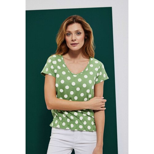Marisse Polka Dot V-Neck Blouse L-Ts-3810 Palm Cene