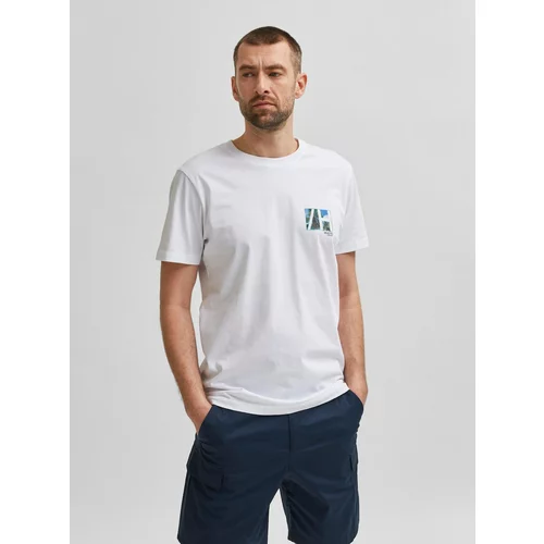 Selected Homme White T-shirt with Printed Dean - Men