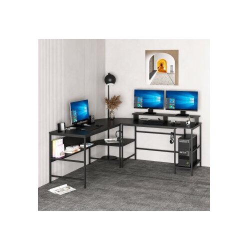 Hanah home Kutni radni stol Greta Matte-7042, Crna Slike