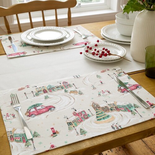 Catherine Lansfield Bombažni pogrinjki v kompletu 4 ks 30x46 cm Christmas Town &amp;ndash; Slike