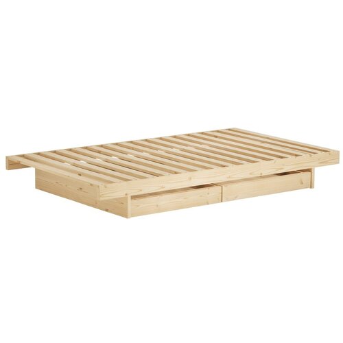 Karup Design Bračni krevet od masivnog bora s prostorom za odlaganje s podnicom 140x200 cm u prirodnoj boji Kanso &amp;ndash; Slike