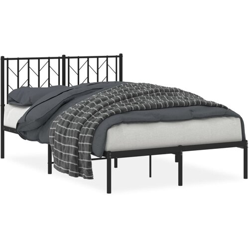 Maison Chic Kovinski Posteljni okvir - Dvoposteljna postelja - Zakonska postelja z vzglavjem črn 120x200 cm, (21693314) Slike