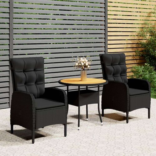  3-dijelni vrtni bistro set od poliratana crni Cijene
