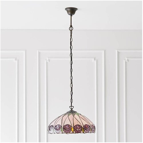 Endon 64176 - Luster na lancu Tiffany HUTCHINSON 1xE27/60W/230V prečnik 40 cm Slike