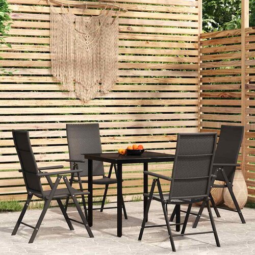  5-dijelni vrtni blagovaonski set crni Crna Dužina stola 80 cm Cene