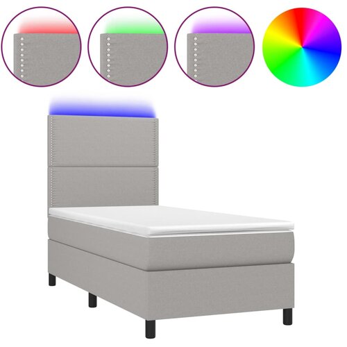 Maison Chic Box spring postelja - Vzmetna postelja z vzmetnico LED svetlo siva 80x200 cm blago SL2713, (21902272) Slike