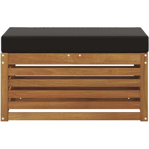  Vanjska stolica klupa s jastukom Prirodna 80 x 43 x 37 cm - Prirodna i crno 80 cm Zatvoren prostor za noge Slike