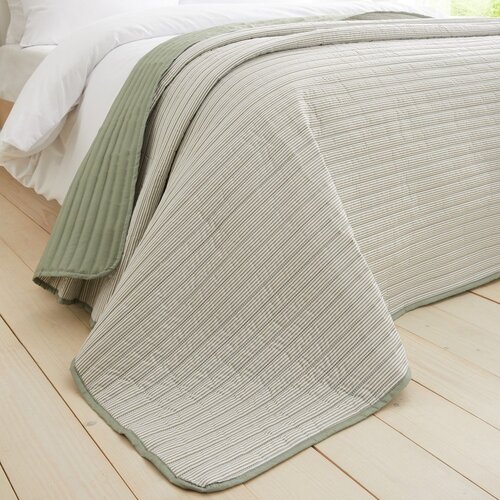 Catherine Lansfield Zeleno pre&amp;scaron;ito pregrinjalo 220x230 cm Stripe &amp;ndash; Slike