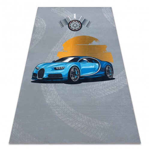 RugsX BAMBINO 41730 pralna preproga Avto, dirka za otroke protizdrsna - siva / modra 200x290 cm, (5000176494) Cene