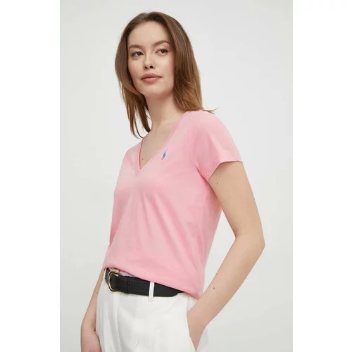 Polo Ralph Lauren Bombažna kratka majica roza barva