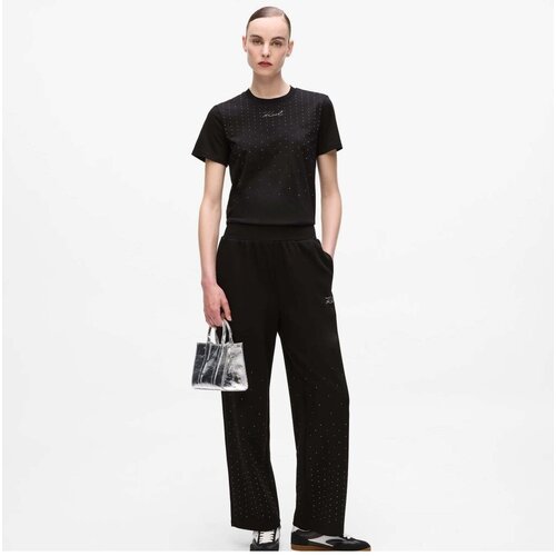 Karl Lagerfeld Spodnji deli trenirke RHINESTONE RAIN SWEATPANT Črna Slike