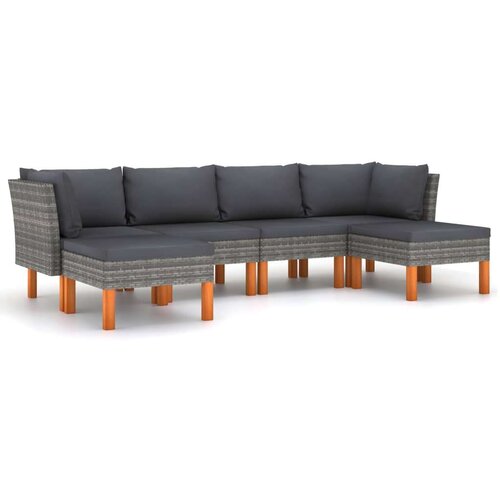  6-dijelna vrtna garnitura od poliratana s jastucima siva Slike