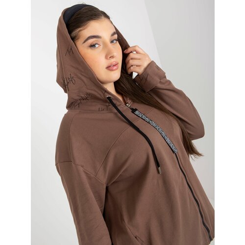 Fashion Hunters Brown plus size zip up hoodie with lettering Slike