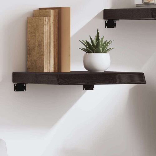 Stenska polica temno rjava 40x40x(2-6) cm trdna hrastovina Slike