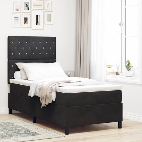  LED Box Spring Krevet s madracem Crna 100 x 200 cm Bar&scaron;un Cijene