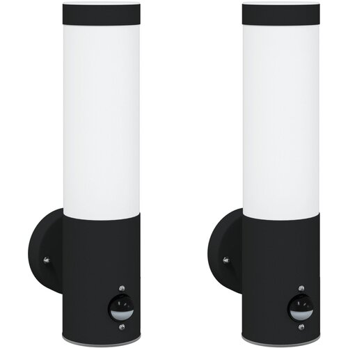 VidaXL Zunanje stenske svetilke s senzorjem 2 kosa Črna Nerjaveče jeklo IP44, (22044581) Slike
