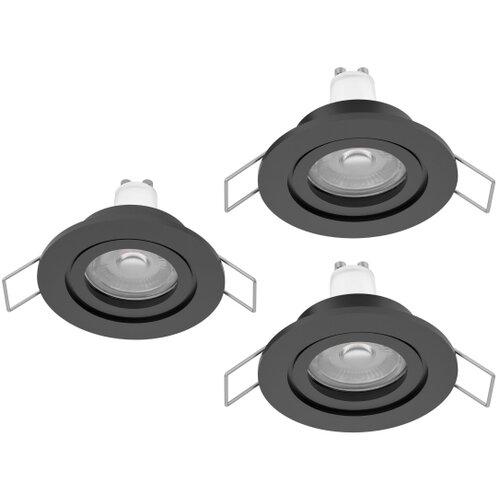 Eglo 902237 - Set od 3 LED kupatilskih ugradnih svetala BARRANCO 1xGU10/4,5W/230V IP44 crne boje Slike