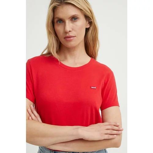 Levi's Bombažna kratka majica ženski, rdeča barva