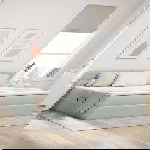  Krevet S LED lampica Svijetlo siva 200 x 200 cm Bar&amp;scaron;un Slike