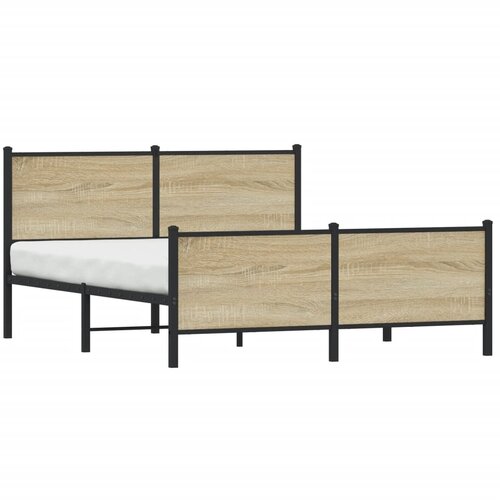 Maison Chic Kovinski Posteljni okvir - Dvoposteljna postelja - Zakonska postelja brez vzmetnice sonoma hrast 140x190 cm, (21694023) Slike