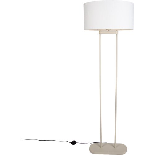 QAZQA Vloerlamp beige met linnen witte kap ovaal 50cm - Thijmen Cene