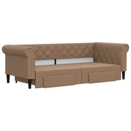  Dnevni krevet na razvlačenje cappuccino 90x200 cm umjetna koža Slike