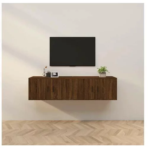  Stenska TV omarica 2 kosa rjavi hrast 80x34,5x40 cm