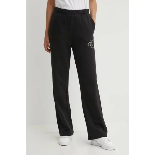 Calvin Klein Jeans Pamučni donji dio trenirke boja: crna, s tiskom, J20J223967