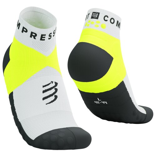 Čarape Compressport Ultra Trail Socks V2.0 Low White/Safe Yellow - T4 Slike