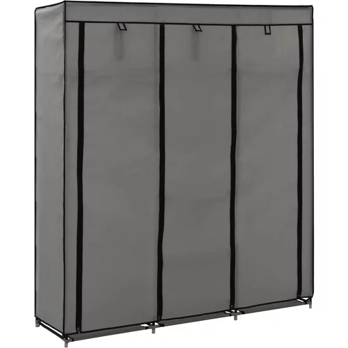  282456 Wardrobe with Compartments and Rods Grey 150x45x175 cm Fabric