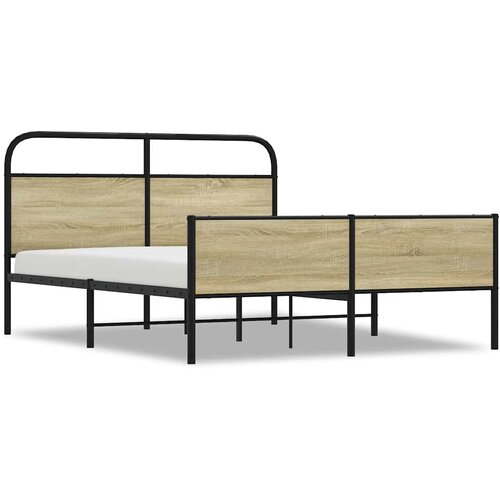 Maison Chic Kovinski Posteljni okvir - Dvoposteljna postelja - Zakonska postelja brez vzmetnice sonoma hrast 160x200 cm, (21694044) Slike