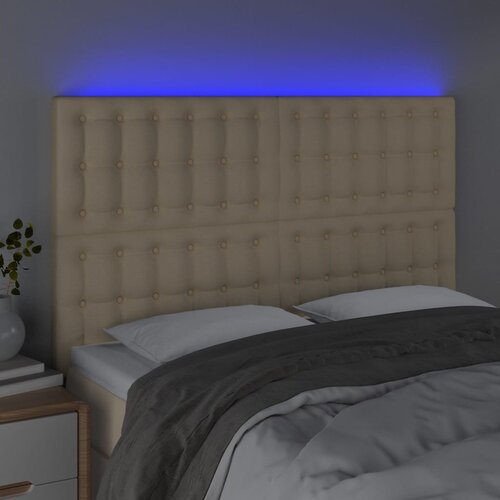  LED uzglavlje krem 144x5x118/128 cm od tkanine Slike
