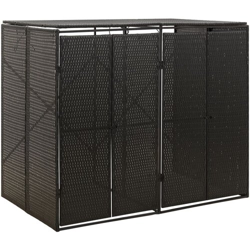 vidaXL Spremište za 2 kante za smeće crno 140 x 80 x 117 cm poliratan Cijene