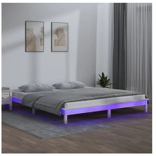  LED posteljni okvir bel 180x200 cm 6FT trles