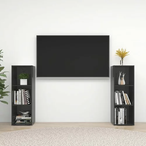 vidaXL TV omarice 2 kosa visok sijaj sive 107x35x37 cm iverna plošča, (20733531)