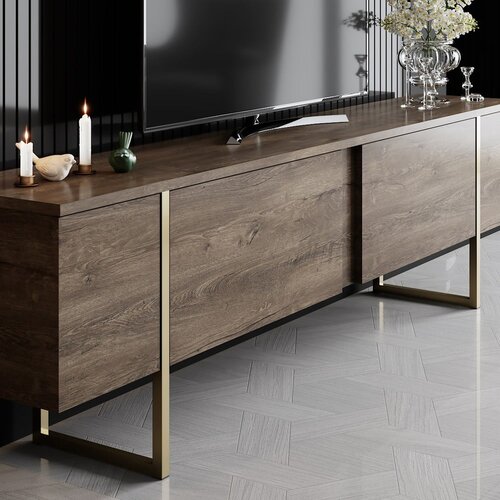 Kalune Design Luxe - Walnut, Gold WalnutGold TV Stand Slike