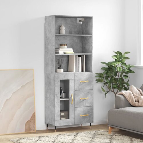 vidaXL Visoka komoda betonsko siva 69,5x34x180 cm inženirski les Cene