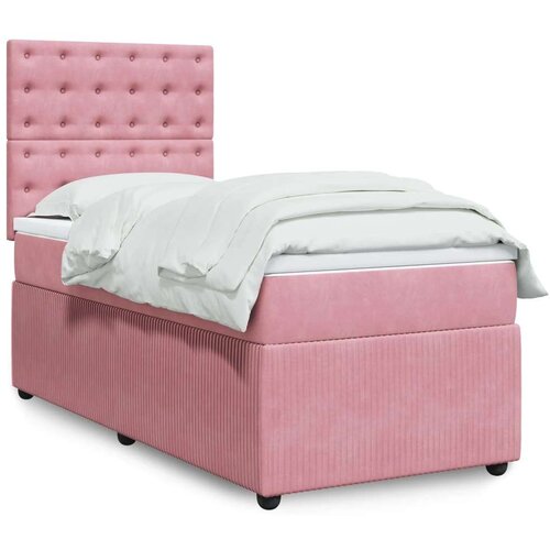 VidaXL Box spring krevet s madracem ružičasti 90x190 cm bar&amp;scaron;unasti Slike