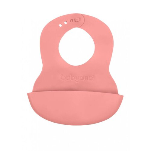 BabyOno Silikonski podbradak 6 m+, roza Slike