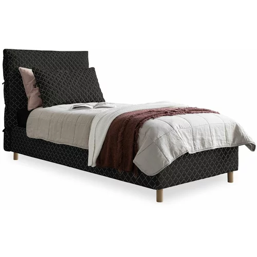 Miuform Črna oblazinjena postelja z letvenim dnom 90x200 cm Sleepy Luna - Miuform