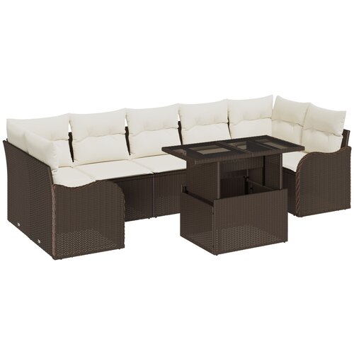VidaXL 8-delna vrtna sofa z blazinami Rjava Poli ratan, 2-sedežna vrtna sofa z blazinami Rjava Poli ratan Slike