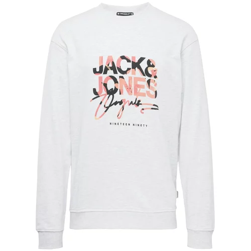 Jack & Jones Sweater majica 'ARUBA' siva / ružičasta / crna