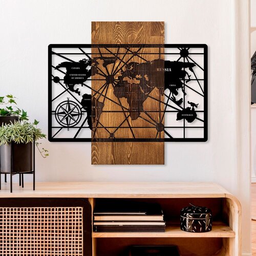 Wallity Zidna dekoracija World Map 6-M, 57 x 63 cm, Smeđa Cene