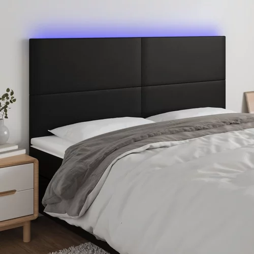 vidaXL LED posteljno vzglavje črno 160x5x118/128 cm umetno usnje