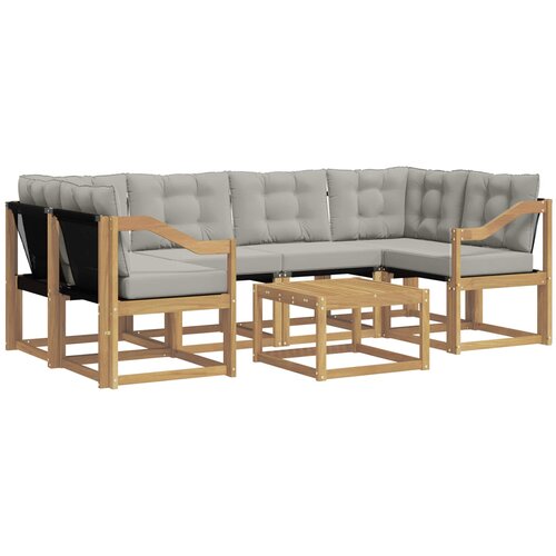 vidaXL Zunanja garnitura za sedenje 7 pcs Bela in svetlo siva, (5000280974) Cene