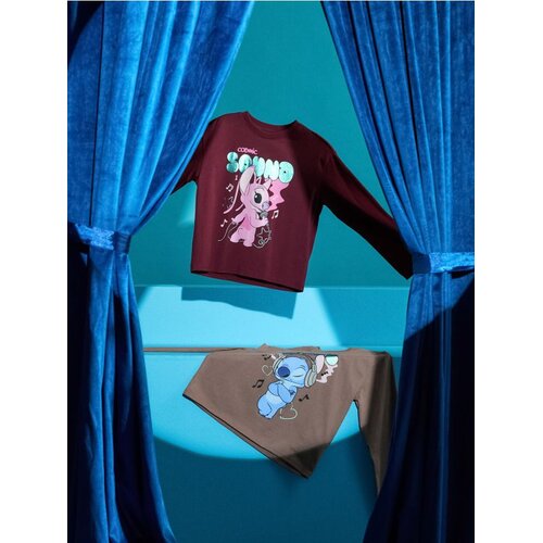 Sinsay Pamučne majice dugih rukava s printom 2 pack Stitch Cijene