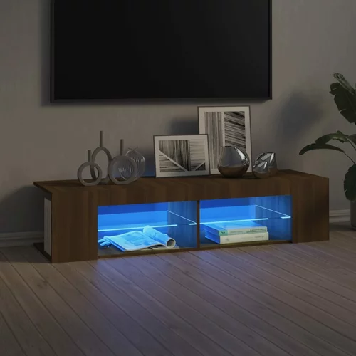 vidaXL TV omarica z LED lučkami rjavi hrast 135x39x30 cm