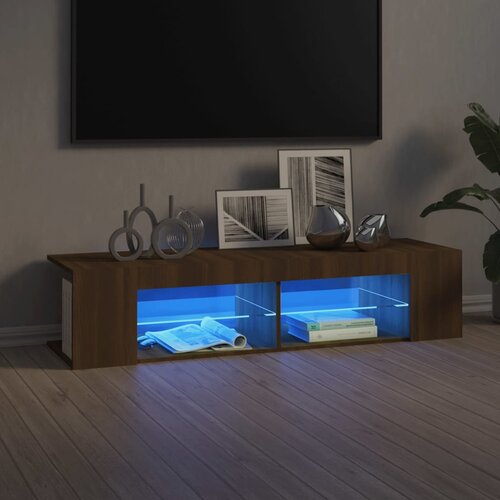 vidaXL tv ormarić s led svjetlima boja smeđeg hrasta 135 x 39 x 30 cm Cijene